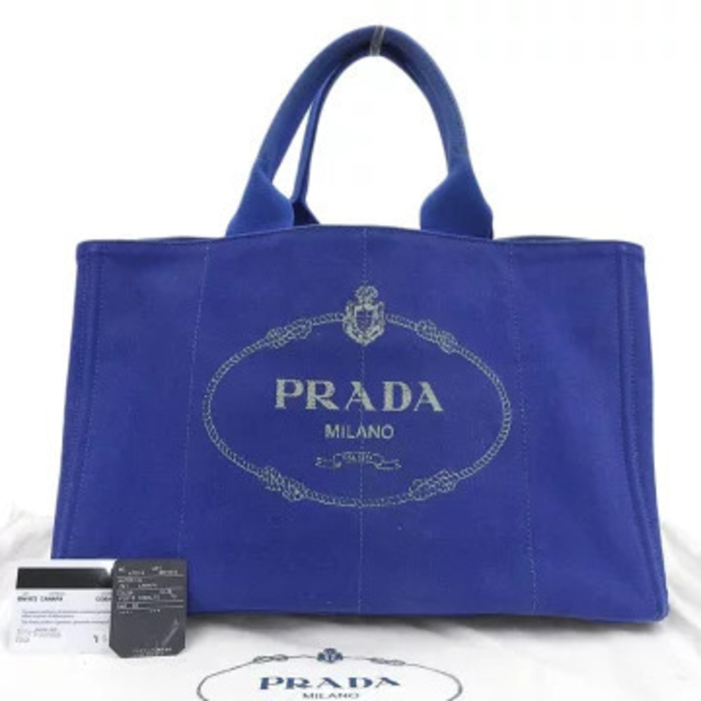 Prada Canapa Canvas Tote Bag Blue